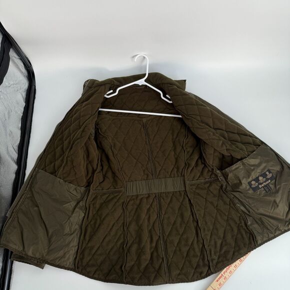 Barbour Cavalry Polarquilt Riding Jacket Fleece Lined Quilted Olive Green US 12 - Picture 8 of 11